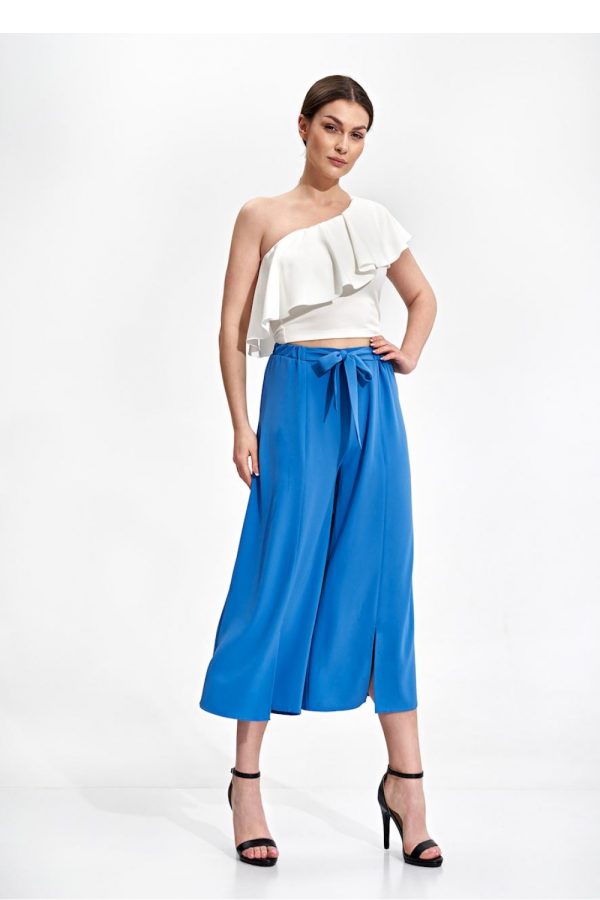 Blue Women Trousers in Pants, Trousers, Shorts with Polyester