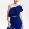 Navy Blue Blouse in Women`s Blouses, Tunics with Spandex and Polyester