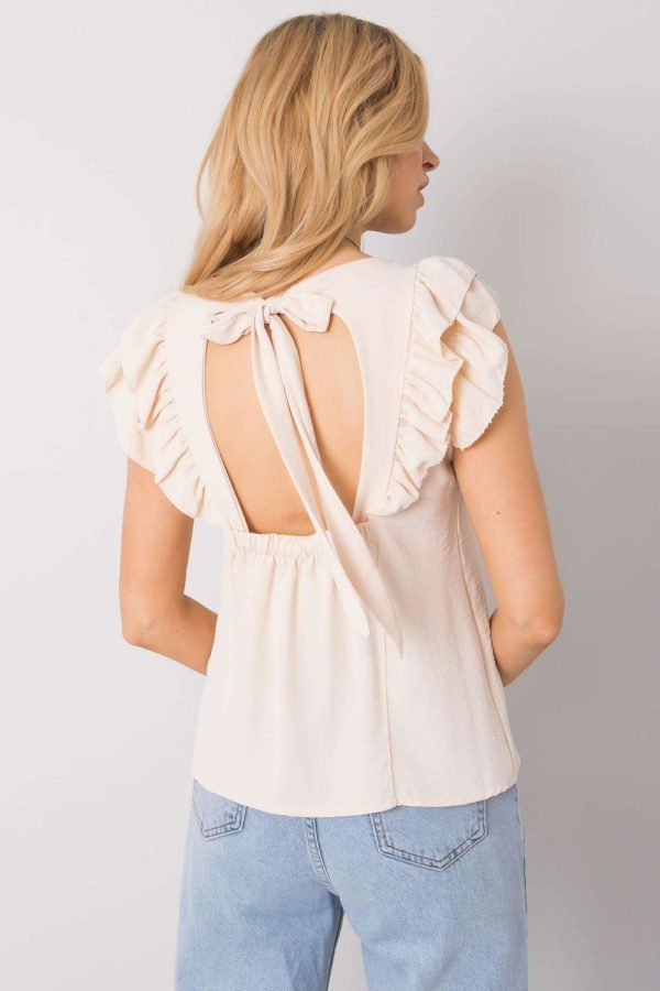 Beige Blouse in Women`s Blouses, Tunics with Polyester