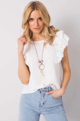 White Blouse in Women`s Blouses, Tunics with Polyester