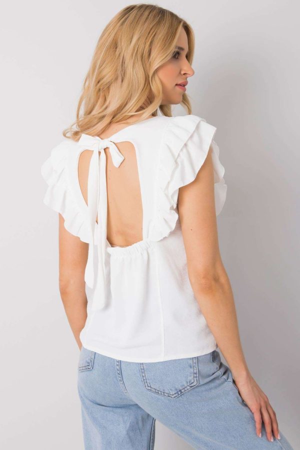 White Blouse in Women`s Blouses, Tunics with Polyester