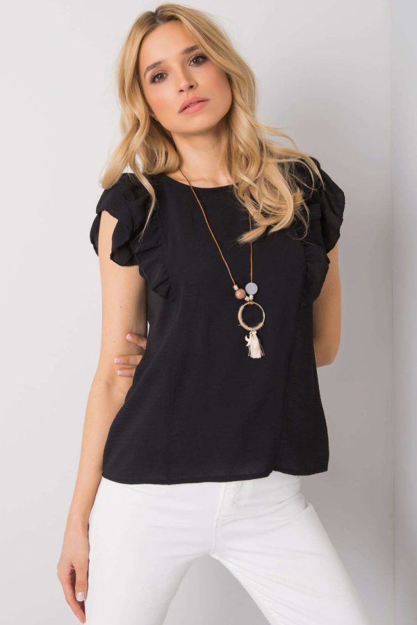 Black Blouse in Women`s Blouses, Tunics with Polyester
