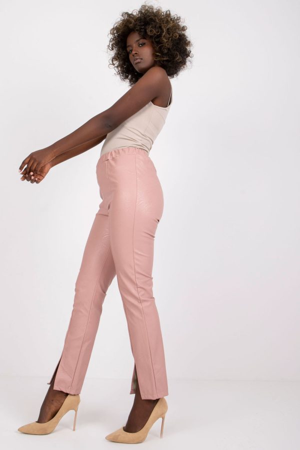 Pink Women Trousers in Pants, Trousers, Shorts with Polyurethane and Viscose