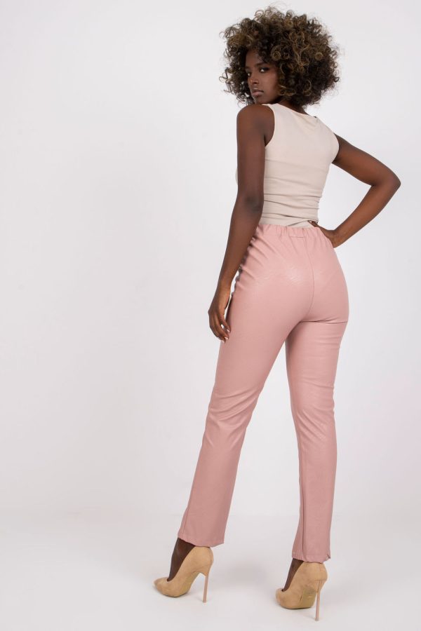 Pink Women Trousers in Pants, Trousers, Shorts with Polyurethane and Viscose