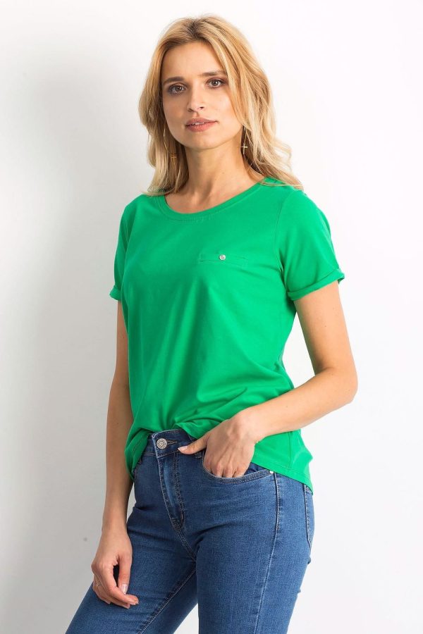 Green T-shirt in Women`s Tops, T-shirts, Singlets with Cotton and Spandex