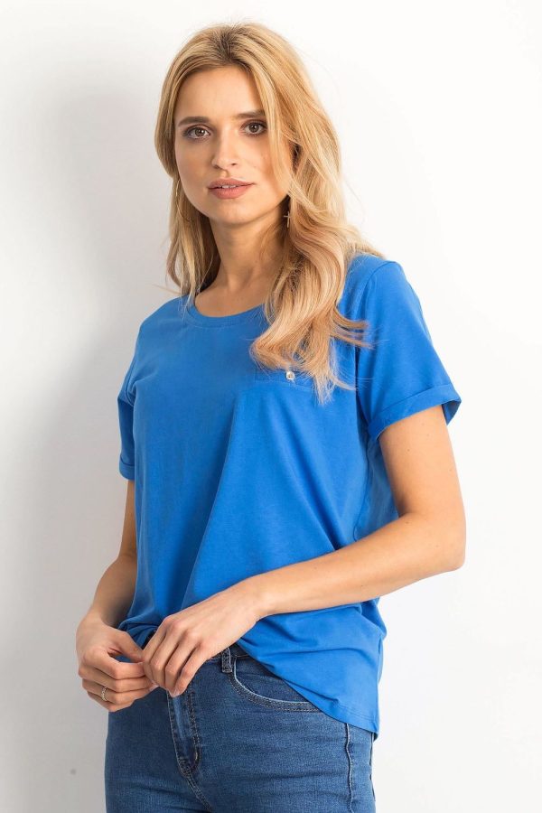 Blue T-shirt in Women`s Tops, T-shirts, Singlets with Cotton and Spandex