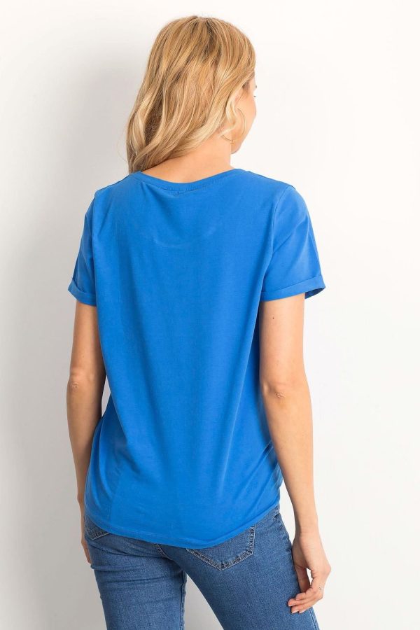 Blue T-shirt in Women`s Tops, T-shirts, Singlets with Cotton and Spandex