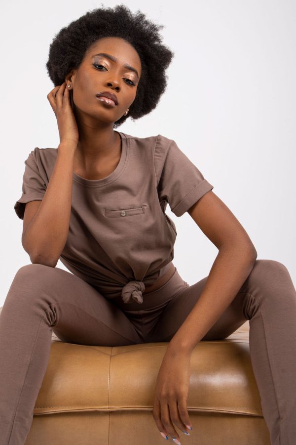Brown T-shirt in Women`s Tops, T-shirts, Singlets with Cotton and Spandex