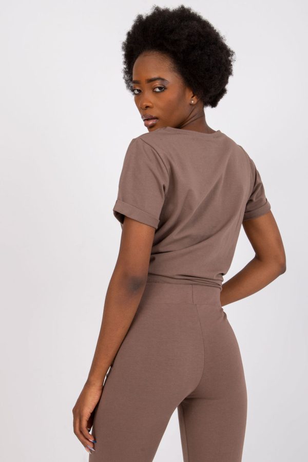 Brown T-shirt in Women`s Tops, T-shirts, Singlets with Cotton and Spandex