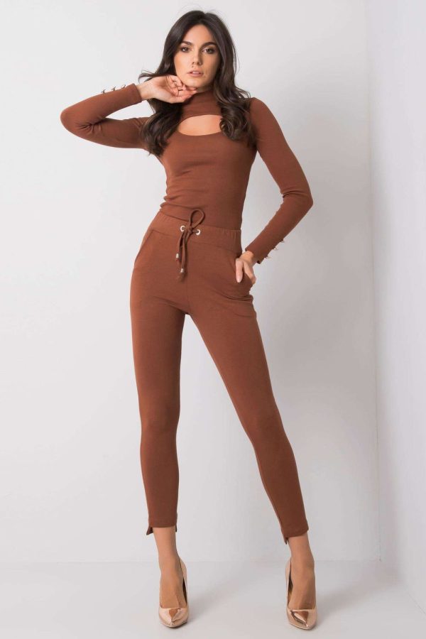 Brown Tracksuit Trousers in Cotton and Spandex ....