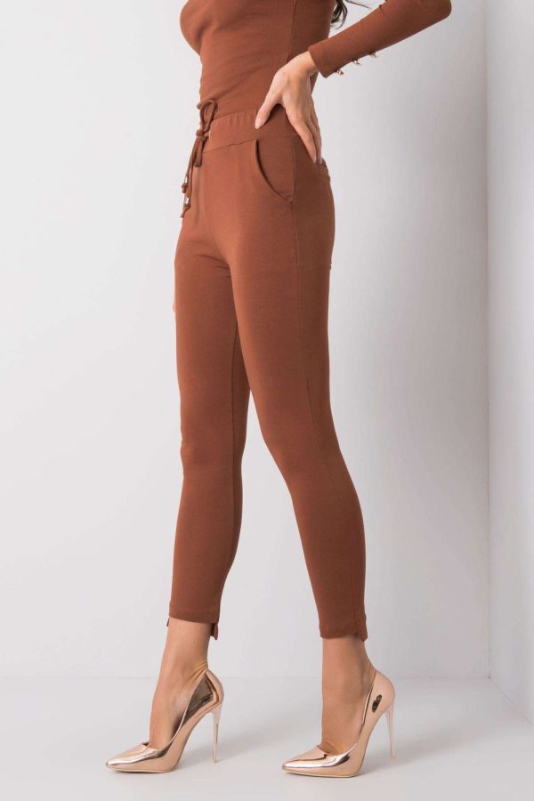 Brown Tracksuit Trousers in Cotton and Spandex ....