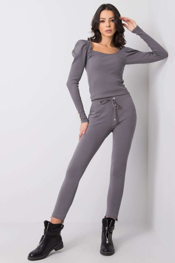 Grey Tracksuit Trousers in Cotton and Spandex ...