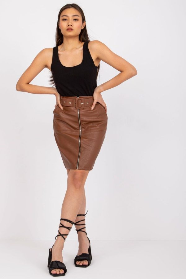 Brown Skirt in Skirts with Polyurethane and Viscose