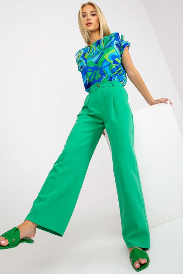 Green Women Trousers in Pants, Trousers, Shorts with Spandex and Polyester