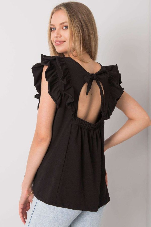 Black Blouse in Women`s Blouses, Tunics with Cotton and Spandex