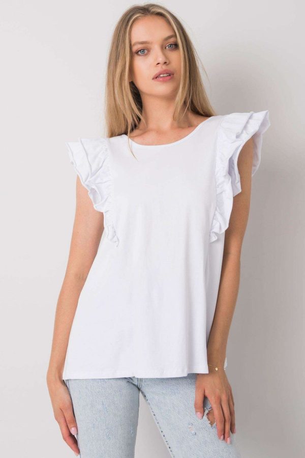 White Blouse in Women`s Blouses, Tunics with Cotton and Spandex