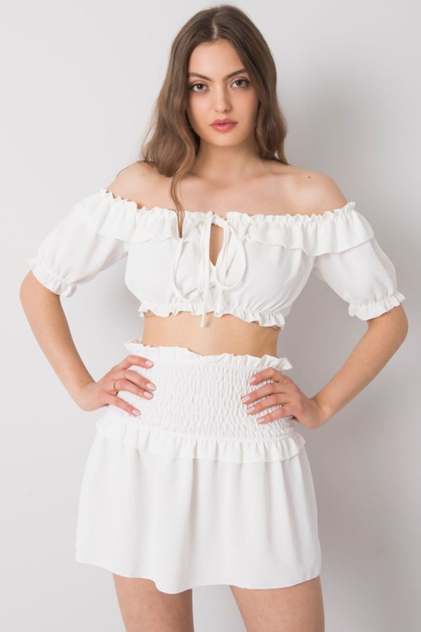 White Blouse in Women`s Blouses, Tunics with Polyester