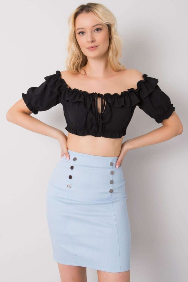 Black Blouse in Women`s Blouses, Tunics with Polyester