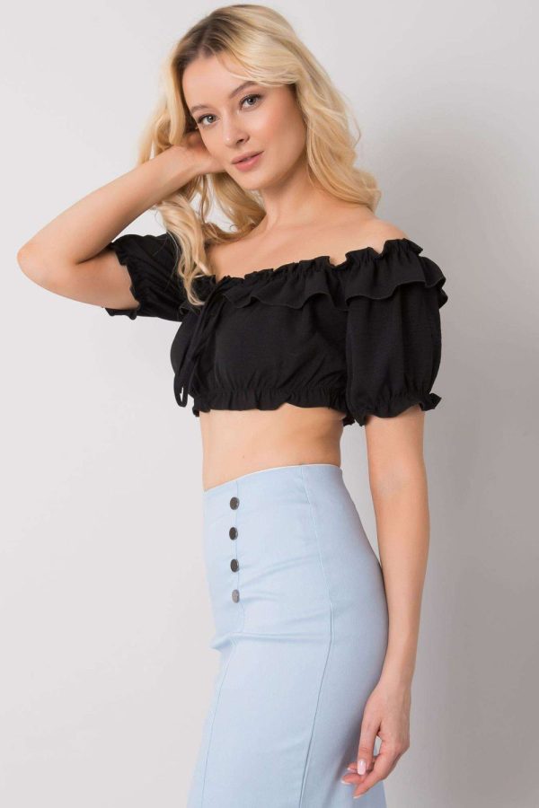 Black Blouse in Women`s Blouses, Tunics with Polyester