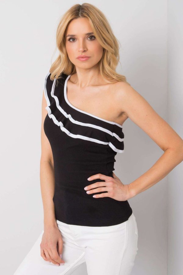 Black Top in Undershirts / Tops with Cotton and Spandex