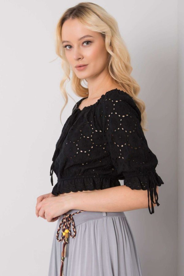 Black Blouse in Women`s Blouses, Tunics with Cotton