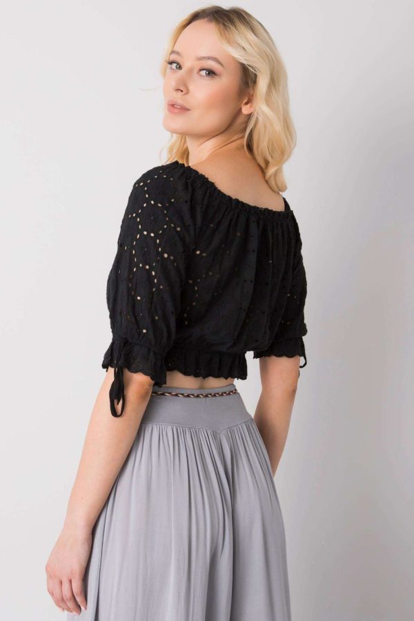 Black Blouse in Women`s Blouses, Tunics with Cotton