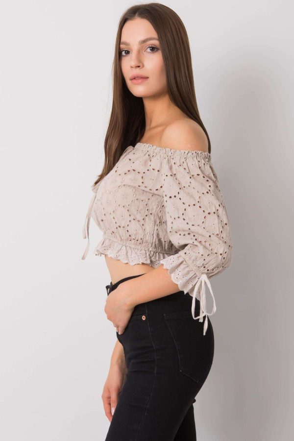 Beige Blouse in Women`s Blouses, Tunics with Cotton
