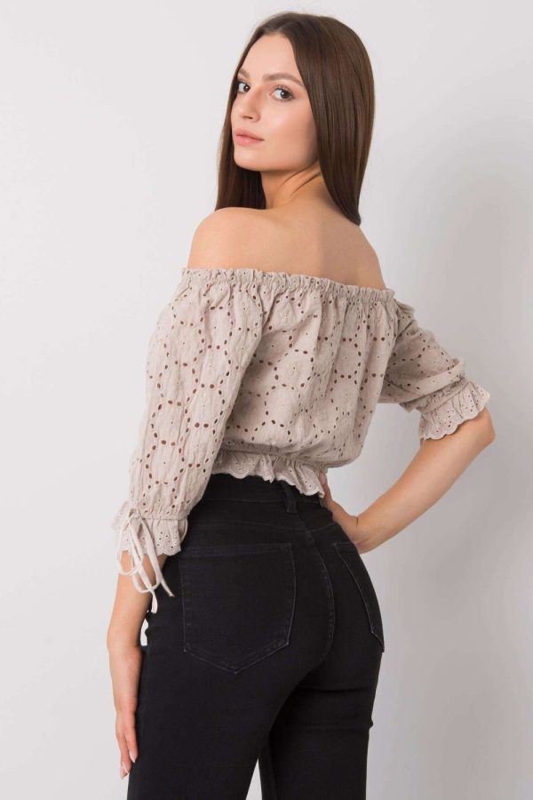 Beige Blouse in Women`s Blouses, Tunics with Cotton