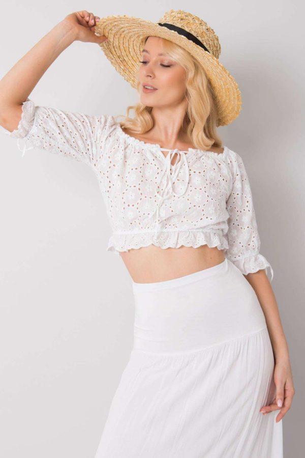 White Blouse in Women`s Blouses, Tunics with Cotton