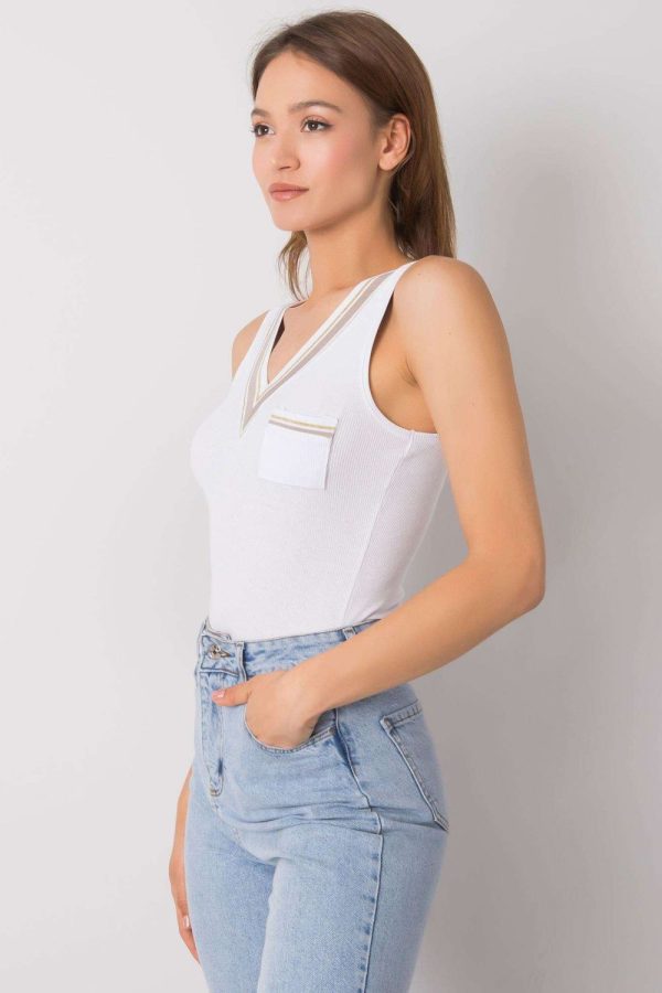 White Top in Undershirts / Tops with Cotton and Spandex
