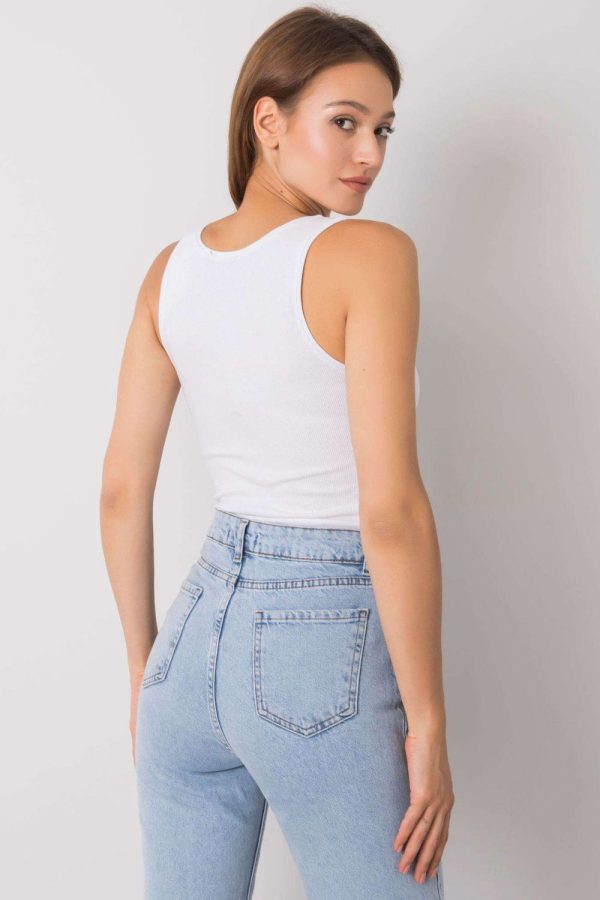 White Top in Undershirts / Tops with Cotton and Spandex