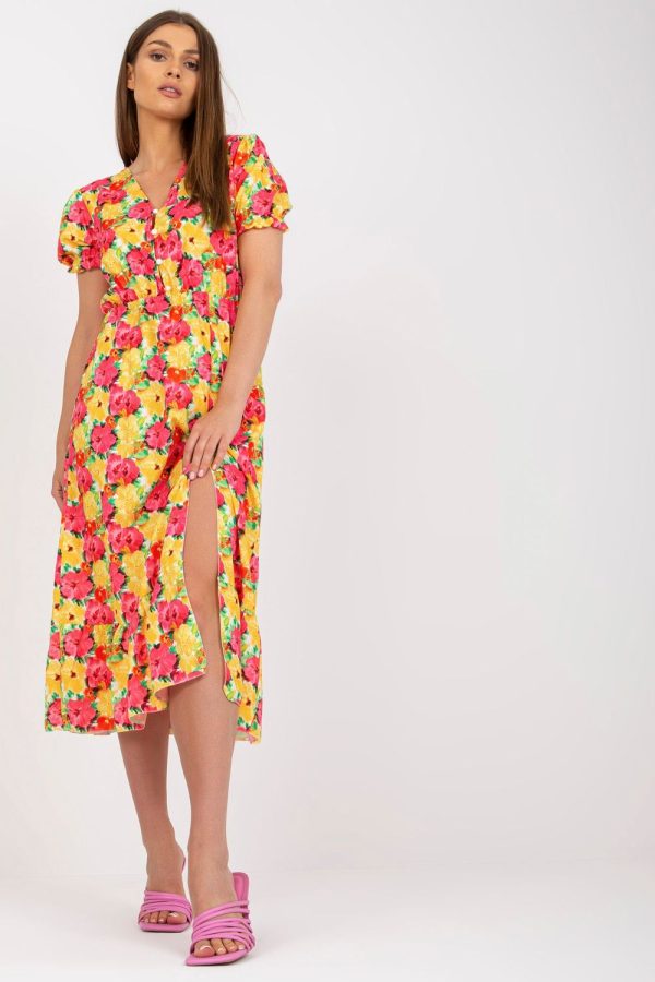 Yellow Daydress in Day Dresses with Spandex and Polyester