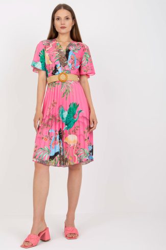Pink Daydress in Day Dresses with Spandex, Polyester and Viscose