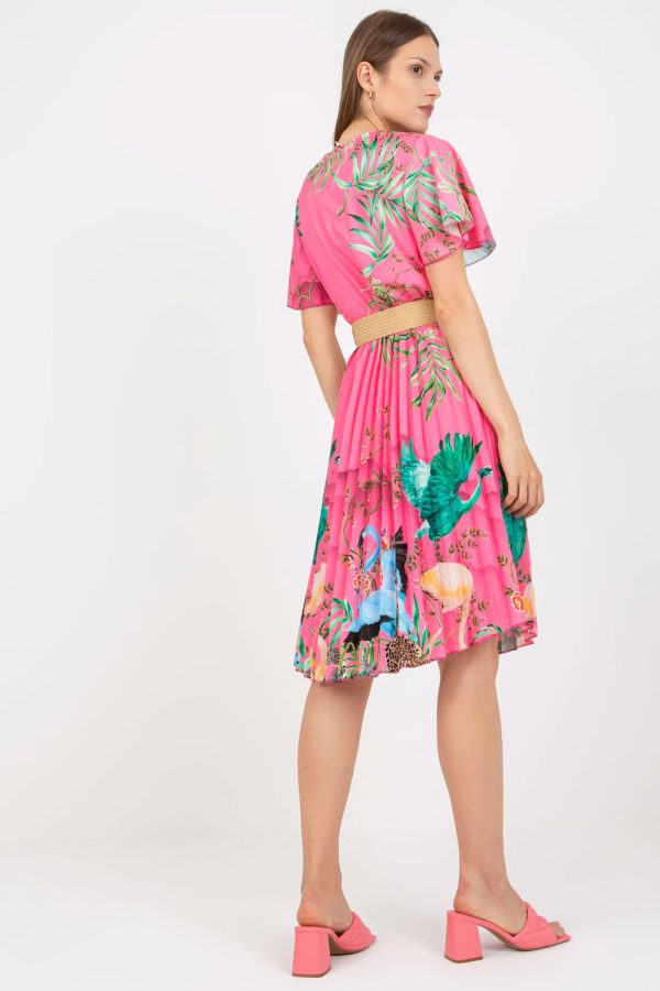 Pink Daydress in Day Dresses with Spandex, Polyester and Viscose