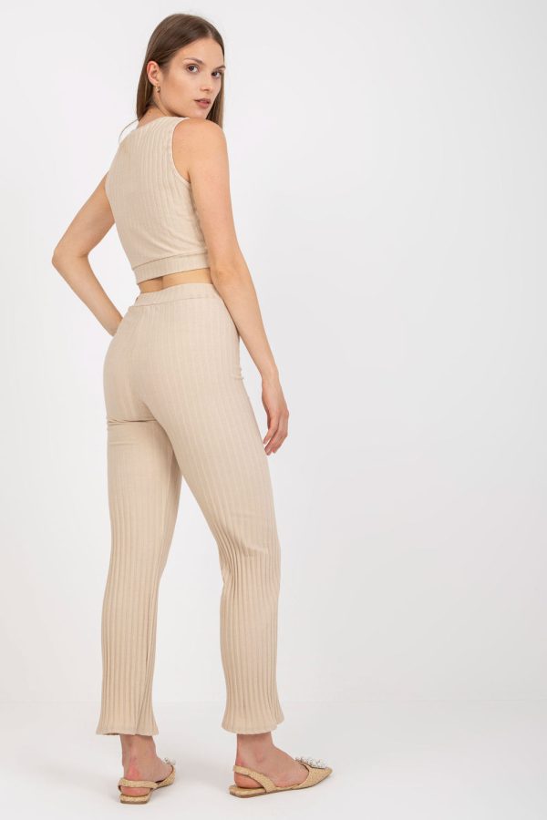 Beige Set in Pants, Trousers, Shorts with Cotton and Spandex