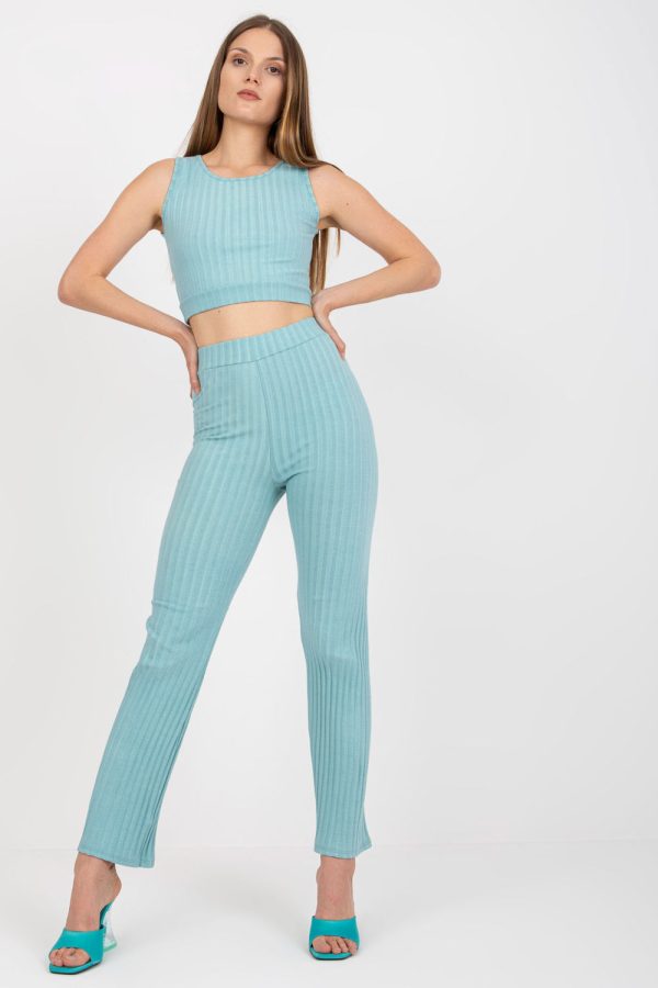 Green Set in Pants, Trousers, Shorts with Cotton and Spandex