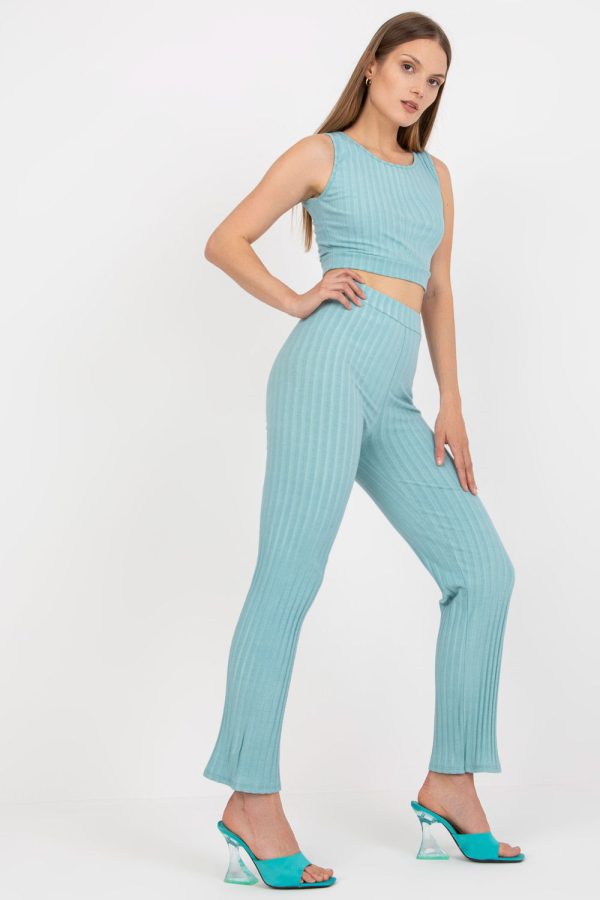 Green Set in Pants, Trousers, Shorts with Cotton and Spandex
