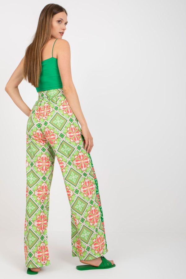 Green Women Trousers in Pants, Trousers, Shorts with Spandex and Polyester