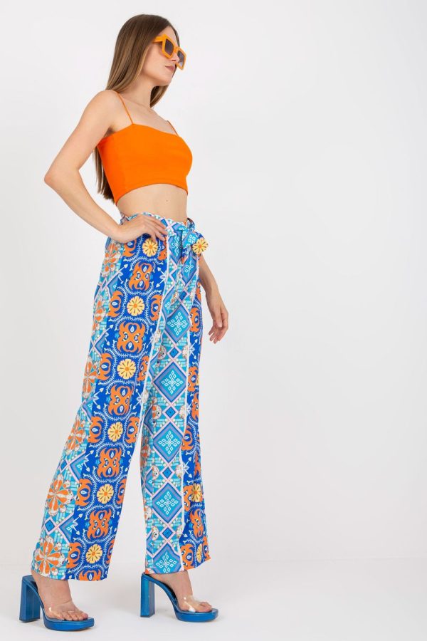 Blue Women Trousers in Pants, Trousers, Shorts with Spandex and Polyester