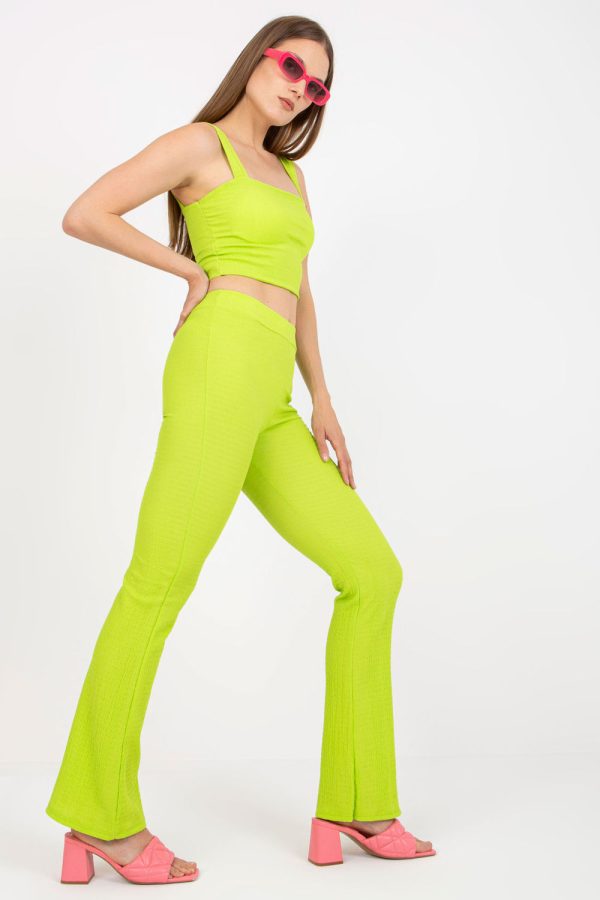 Green Set in Pants, Trousers, Shorts with Spandex and Polyester