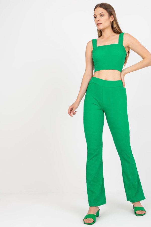 Green Set in Pants, Trousers, Shorts with Spandex and Polyester