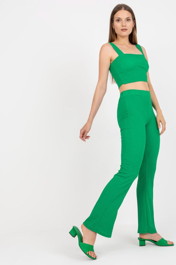 Green Set in Pants, Trousers, Shorts with Spandex and Polyester