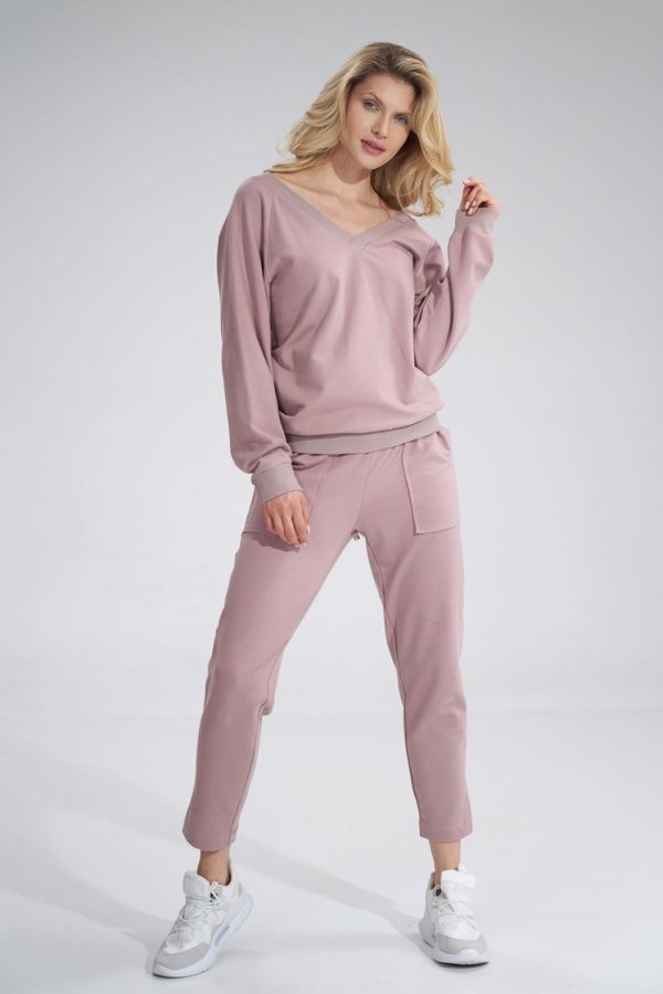 Pink Sweatshirt in Sweatshirts For Women with Cotton and Spandex