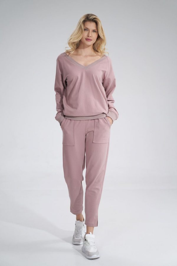 Pink Sweatshirt in Sweatshirts For Women with Cotton and Spandex