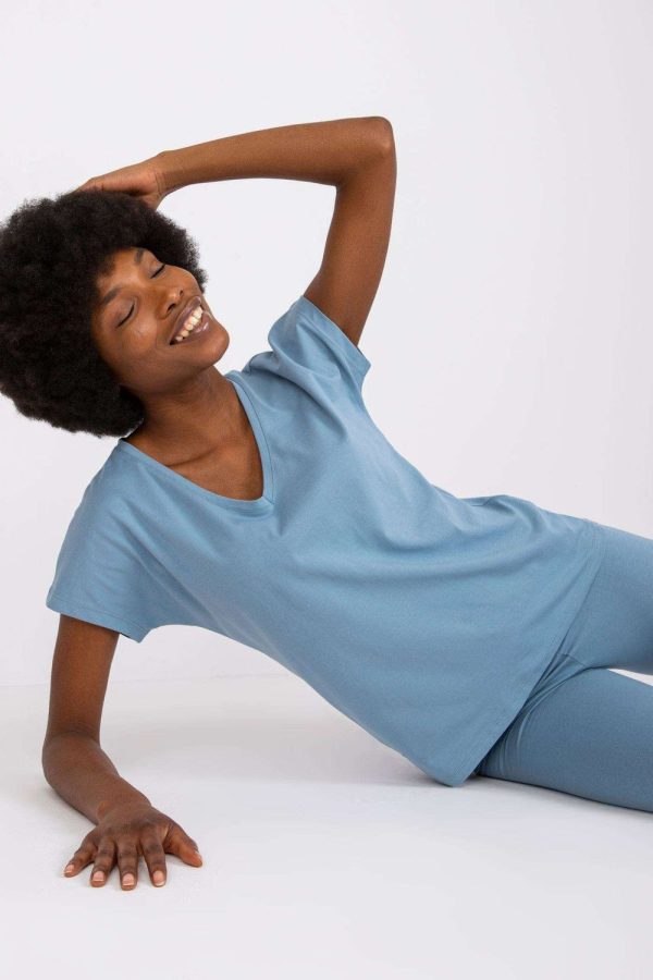 Blue T-shirt in Women`s Tops, T-shirts, Singlets with Cotton and Spandex