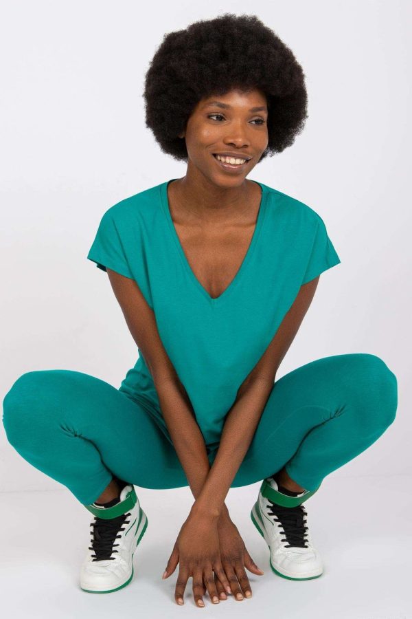 Green T-shirt in Women`s Tops, T-shirts, Singlets with Cotton and Spandex