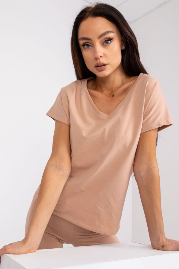 Brown T-shirt in Women`s Tops, T-shirts, Singlets with Cotton and Spandex
