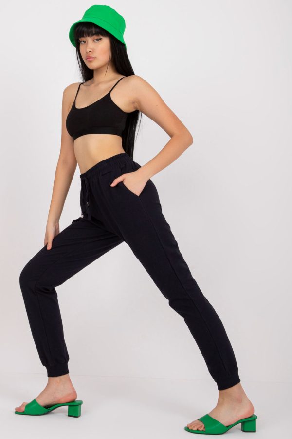 Navy Blue Tracksuit Trousers in Cotton and Spandex ....