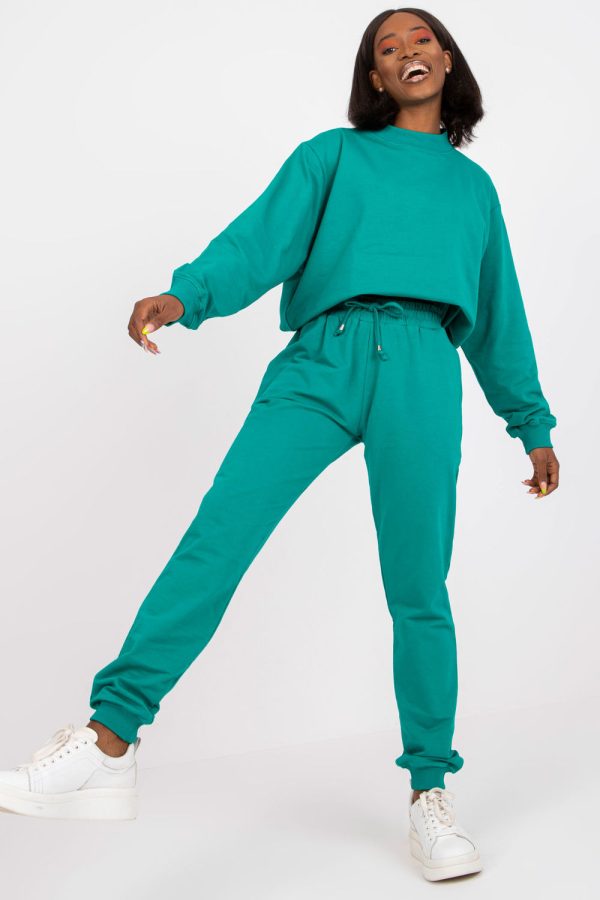 Green Tracksuit Trousers in Women`s Tracksuit Bottoms, Sports Pants with Cotton and Spandex