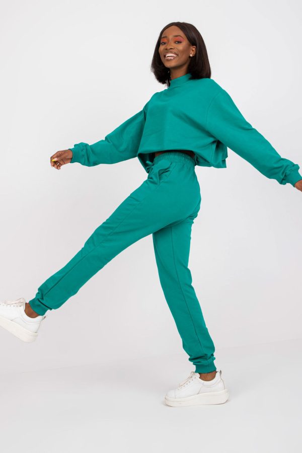 Green Tracksuit Trousers in Women`s Tracksuit Bottoms, Sports Pants with Cotton and Spandex